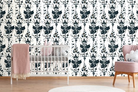 TAPETE BLAUES VOLKSMUSTER - GEMUSTERTE TAPETEN - TAPETEN