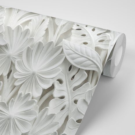 CARTA DA PARATI – GIARDINO ALABASTRO - CARTA DA PARATI CON FIORI - CARTA DA PARATI