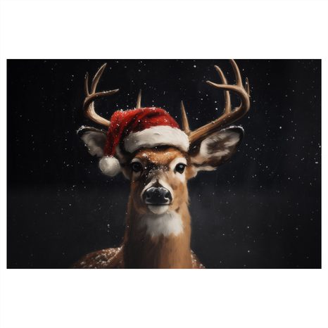 WANDBILD NIEDLICHES WEIHNACHTSRENTIER IN DER NACHT - WEIHNACHTS- UND WINTERBILDER - BILDER