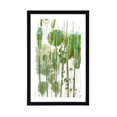 PLAKÁT S PASPARTOU ZELENÁ ABSTRAKCE STROMŮ - MOTIVY Z NAŠÍ DÍLNY - PLAKÁTY