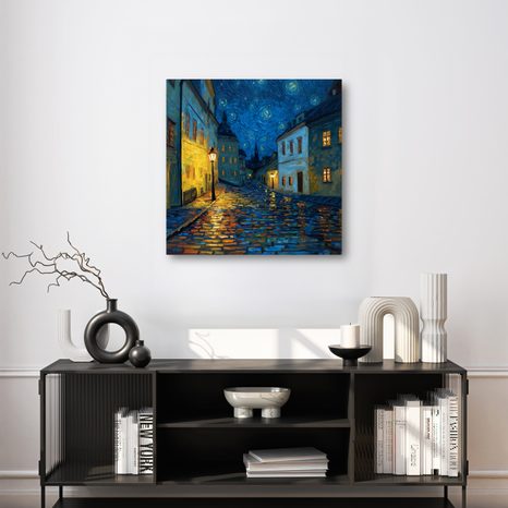 OBRAZ ZÁŘIVÁ LAMPY NOC - OBRAZY MĚSTA - OBRAZY