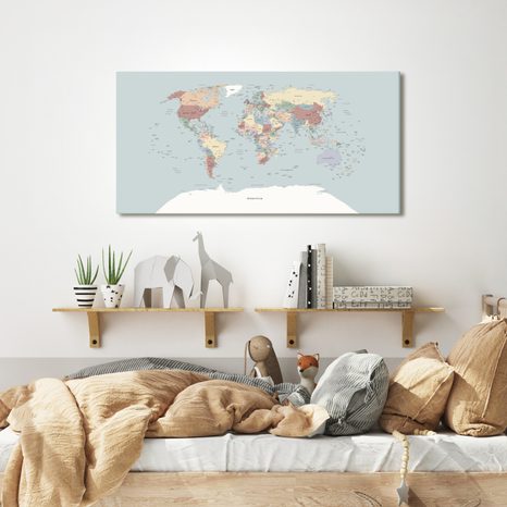 OBRAZ NA KORKU MAPA SVĚTA V BAREVNÉM PROVEDENÍ - PICTURES ON CORK - PICTURES