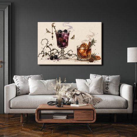QUADRO SU TELA – COCKTAIL ALLE MORE CON ARANCIA - QUADRI HALLOWEEN E HORROR - STAMPE E QUADRI
