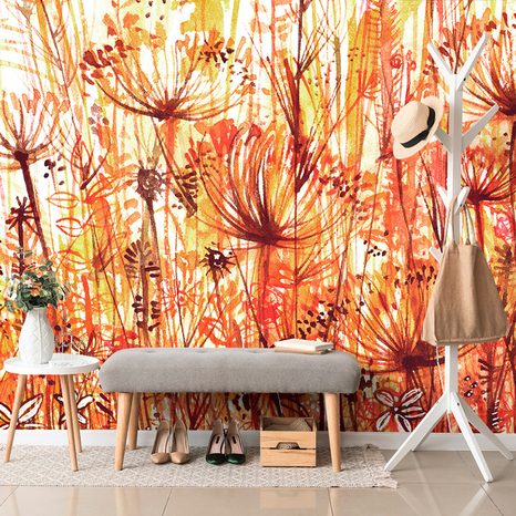 SELF ADHESIVE WALLPAPER DANDELION IN SHADES OF ORANGE - SELF-ADHESIVE WALLPAPERS - WALLPAPERS