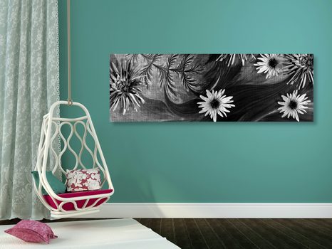 OBRAZ KWIATY NA CZARNO-BIAŁYM TLE - OBRAZY CZARNO-BIAŁE - OBRAZY