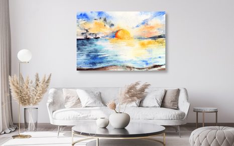 WANDBILD STRAHLENDER SONNENUNTERGANG AM MEER - BILDER VON NATUR UND LANDSCHAFT - BILDER