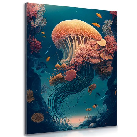 CANVAS PRINT SURREALISTIC JELLYFISH - PICTURES UNDERWATER WORLD - PICTURES