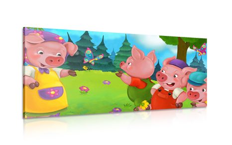 CANVAS PRINT THREE LITTLE PIGS - CHILDRENS PICTURES - PICTURES