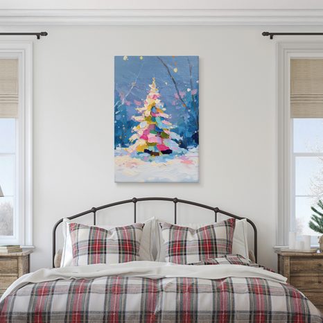OBRAZ SVÁTEČNÍ NOC S BAREVNÝM STROMEM - VÁNOČNÍ A ZIMNÍ OBRAZY - PICTURES