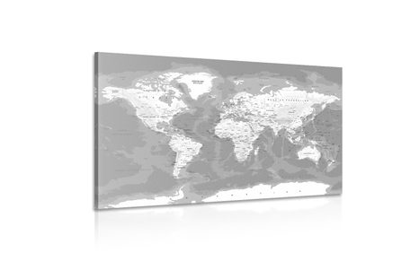 TABLOU HARTA LUMII ELEGANTĂ ÎN ALB-NEGRU - TABLOURI CU HĂRȚI - TABLOURI