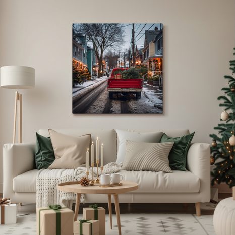 OBRAZ ZASNĚŽENÁ ULICE S VÁNOČNÍMI SVĚTLY - VÁNOČNÍ A ZIMNÍ OBRAZY - OBRAZY