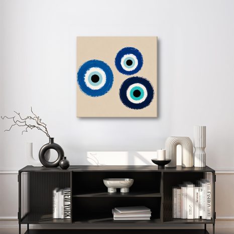 TABLEAU SUR TOILE – TROIS YEUX BLEUS D’HARMONIE - TABLEAUX PAR THÈME - TABLEAUX