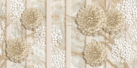 OBRAZ ABSTRAKCYJNE KWIATY NA MARMUROWYM TLE - OBRAZY ABSTRAKCYJNE - OBRAZY