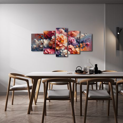 5-DÍLNÝ OBRAZ KVĚTINOVÁ ZÁPLAVA BAREV - ΠΊΝΑΚΕΣ ΑΠΌ ΛΟΥΛΟΎΔΙΑ - ΠΊΝΑΚΕΣ