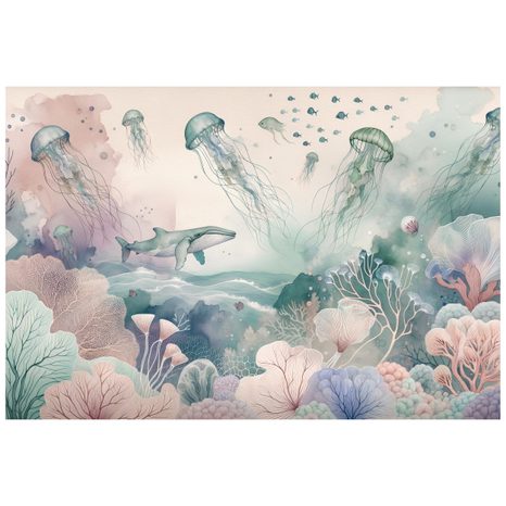 FOTOTAPETA PODMOŘSKÝ SVĚT V PASTELOVÝCH BARVÁCH - TAPETY MOŘŠTÍ ŽIVOČICHOVÉ - TAPETY