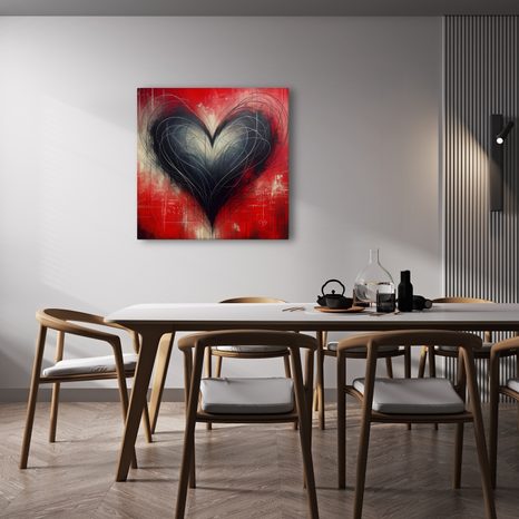 OBRAZ ČERNOBÍLÉ SRDCE V CHAOSU - OBRAZY LÁSKA - OBRAZY