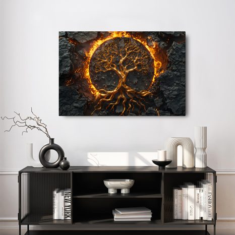 WANDBILD LEBENSBAUM IM FEUER - BILDER BÄUME DES LEBENS - BILDER