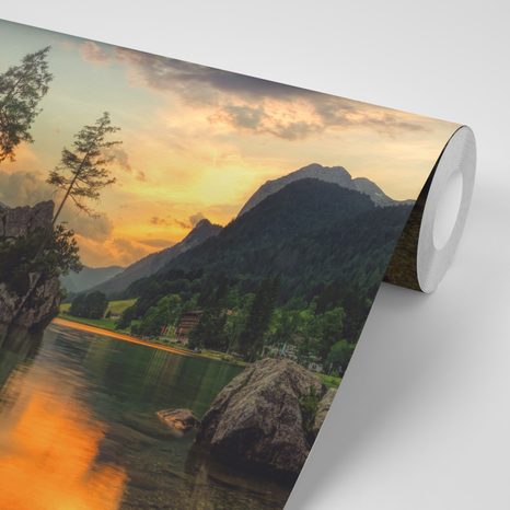 FOTOTAPETA HORSKÁ KRAJINA U JEZERA - TAPETY PŘÍRODA - TAPETY