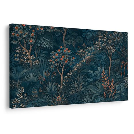 OBRAZ NOCNY TROPIKALNY OGRÓD Z KWIATAMI - OBRAZY KWIATÓW - OBRAZY