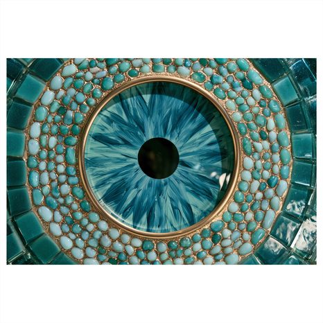 TABLEAU SUR TOILE – ŒIL TURQUOISE EN MOSAÏQUE - TABLEAUX PAR THÈME - TABLEAUX