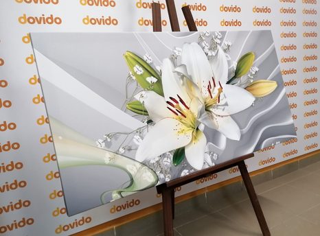 CANVAS PRINT WHITE LILY ON AN INTERESTING BACKGROUND - PICTURES - 🔥 TOTAL SALE 🔥