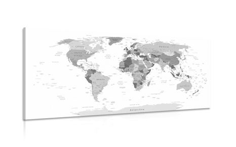 CANVAS PRINT BLACK AND WHITE MAP WITH NAMES - PICTURES OF MAPS - PICTURES