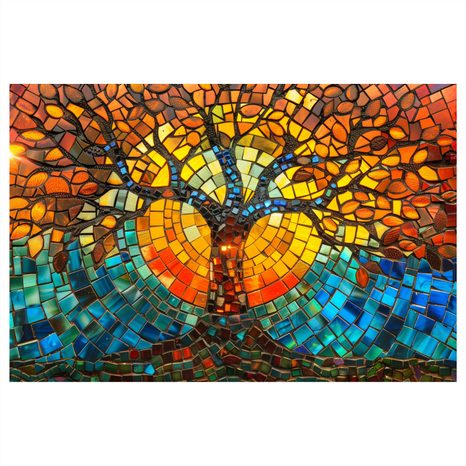 КАРТИНА НА ПЛАТНО – ЦВЕТНА МОЗАЙКА ДЪРВО НА ЖИВОТА - КАРТИНИ - 🔥 ТОТАЛНА РАЗПРОДАЖБА