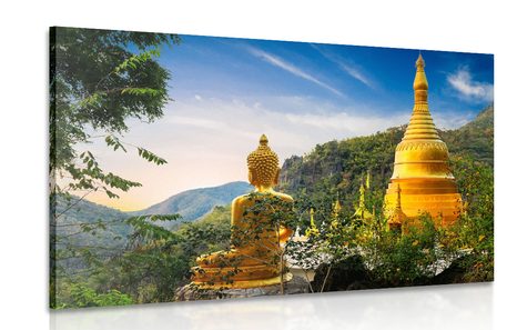 CANVAS PRINT VIEW OF THE GOLDEN BUDDHA - PICTURES FENG SHUI - PICTURES