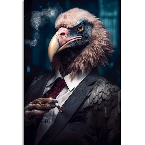 QUADRO SU TELA – GANGSTER ANIMALE AVVOLTOIO - QUADRI DI GANGSTER ANIMALI - STAMPE E QUADRI