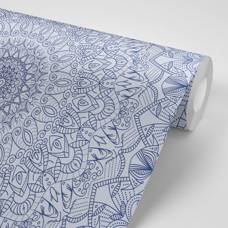 TAPETA DETAILNÍ OZDOBNÁ MANDALA V MODRÉ BARVĚ - TAPETY FENG SHUI - TAPETY