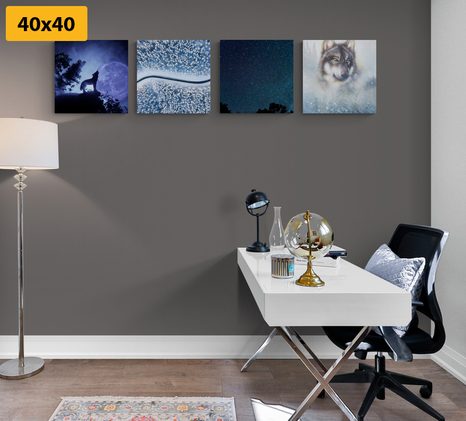 CANVAS PRINT SET LONE WOLF - SET OF PICTURES - PICTURES