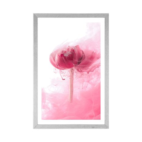 POSTER WITH MOUNT PINK FLOWER IN AN INTERESTING DESIGN - FLOWERS - POSTERS