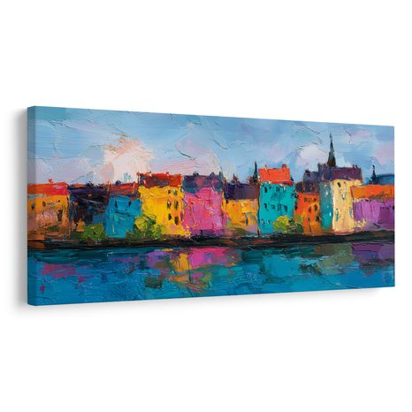 WANDBILD FARBIGE STADTARCHITEKTUR - BUNTE HÄUSER - BILDER