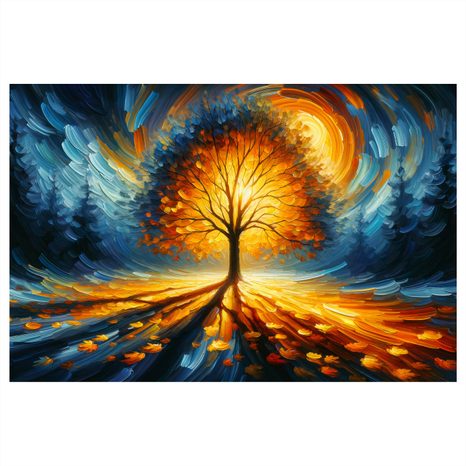 WANDBILD LEBENSBAUM INMITTEN EINES DUNKLEN WALDES - BILDER BÄUME DES LEBENS - BILDER