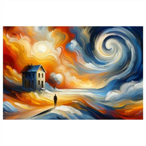OBRAZ OSAMĚLÝ DŮM V BOUŘI - ABSTRAKTNÍ OBRAZY - OBRAZY