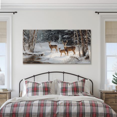 OBRAZ JELENNÍ RODINA V ZIMĚ - VÁNOČNÍ A ZIMNÍ OBRAZY - OBRAZY