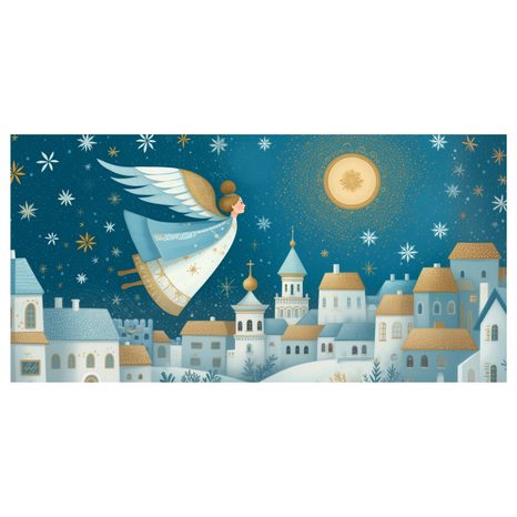 OBRAZ VÁNOČNÍ KRAJINA S ANDĚLEM - VÁNOČNÍ A ZIMNÍ OBRAZY - PICTURES