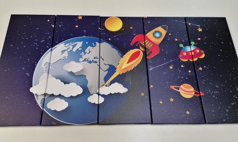 5-DÍLNÝ OBRAZ HURÁ DO VESMÍRU - DĚTSKÉ OBRAZY - OBRAZY