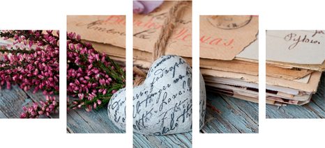 TABLOU 5-PIESE FRUNZE NOSTALGICE - TABLOURI VINTAGE ȘI RETRO - TABLOURI