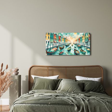 WANDBILD VENEZIANISCHER KANAL VOLLER LEBEN UND FARBE - BILDER VON STÄDTEN - BILDER