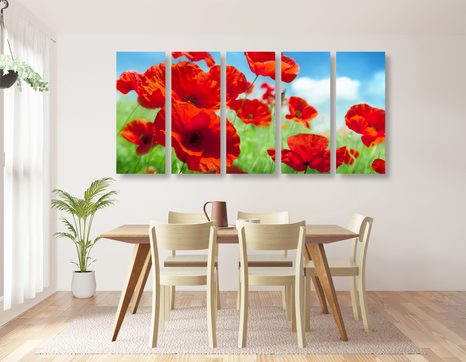 5-RÉSZES KÉP PIPACS VIRÁGOK A RÉTEN - VIRÁGMINTÁS KÉPEK - KÉPEK