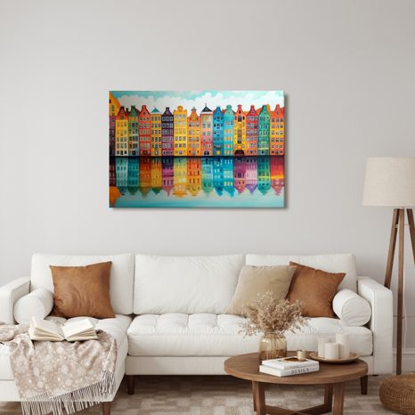 OBRAZ BAREVNÉ DOMY U KANÁLU - BAREVNÉ DOMY - OBRAZY