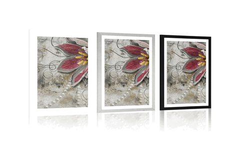 POSTER WITH MOUNT FLOWERS WITH PEARLS - FLOWERS - POSTERS