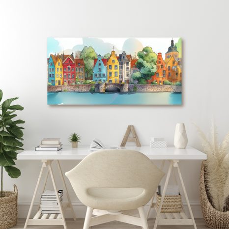 SLIKA SLIKOVITI GRADSKI PEJZAŽ - ŠARENE KUĆE - SLIKE