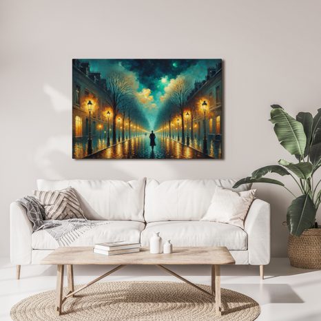 OBRAZ NOČNÍ PROCHÁZKA POD HVĚZDAMI - OBRAZY MĚSTA - OBRAZY
