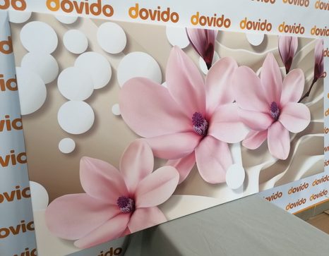 КАРТИНА НА ПЛАТНО – МАГНОЛИЯ НА АБСТРАКТЕН ФОН - КАРТИНИ С ЦВЕТЯ - КАРТИНИ