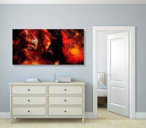 WANDBILD GEHEIMNISVOLLER WOLF - BILDER TIERE - BILDER