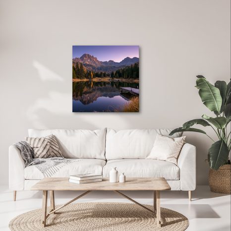 WANDBILD SPIEGELUNG DER BERGE IM SEE - BILDER SEEN - BILDER