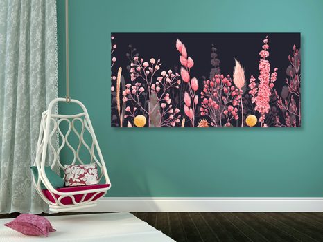 WANDBILD VARIANTEN VON GRAS IN ROSA - BILDER BLUMEN - BILDER