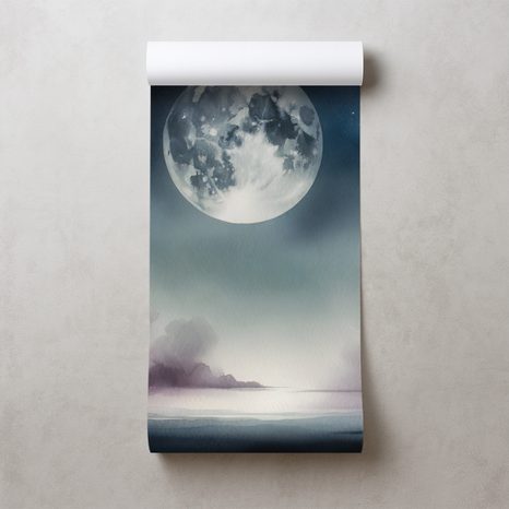 FOTOTAPETA NOČNÍ OBLOHA S MĚSÍCEM A MRAKY - TAPETY VESMÍR A HVĚZDY - TAPETY